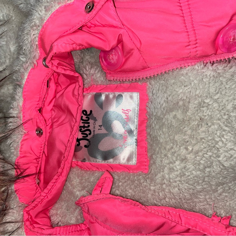✨ Justice Neon Pink Puffer Coat | Super Warm & Cozy | Size 14